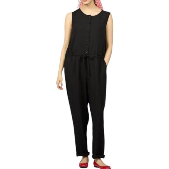 Calvin Klein black adjustable waist wide leg pockets jumpsuit plus‎ size 24 W - Picture 1 of 8